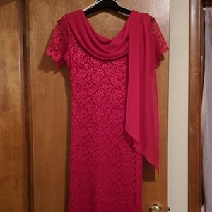 Helen Blake Red Lace Floor Length Dress